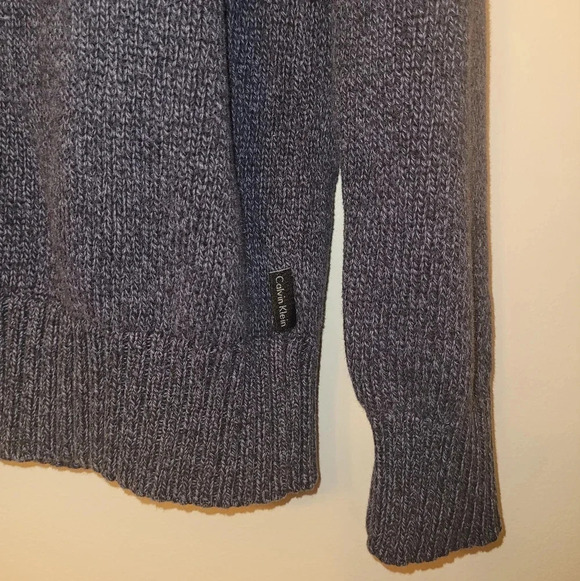 Men's Large Calvin Klein 100% cotton pullover sweater dark blue neck zipper - Picture 3 of 9